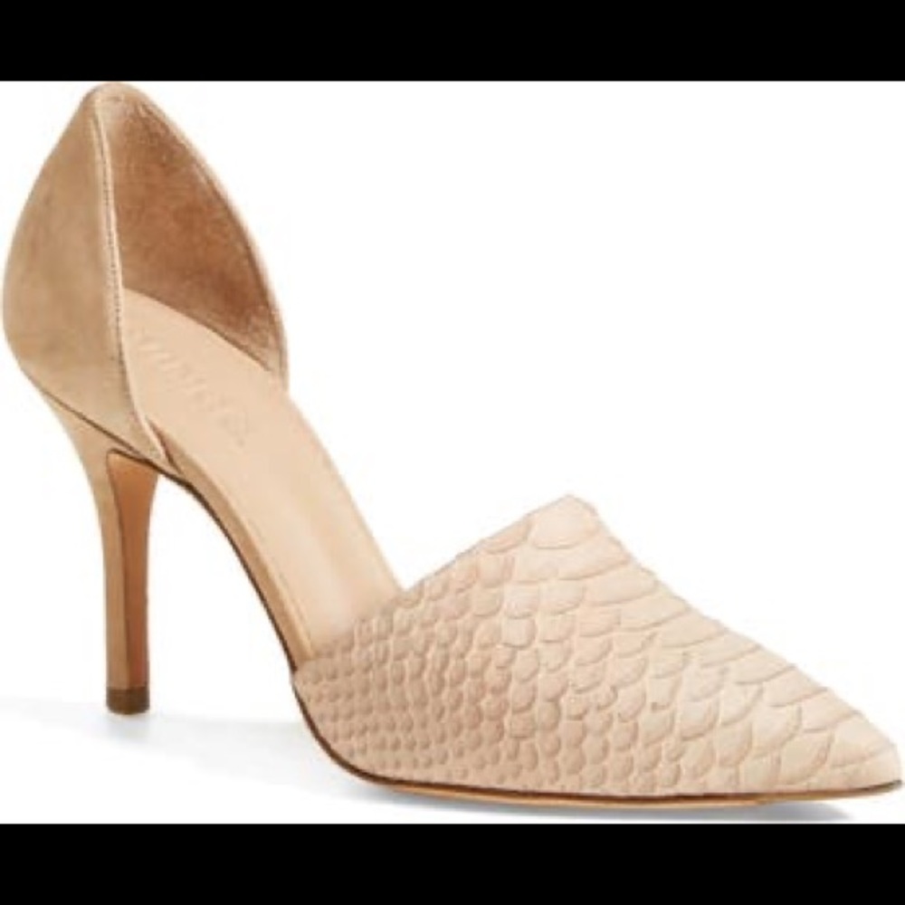 VINCE Claire' Two-Tone Snake Embossed D'Orsay Pump